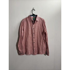 EUC MEN’S TIGLIO SPORT LINEN SHIRT SIZE EXTRA LARGE XL ORANGE WHITE BUTTON DOWN